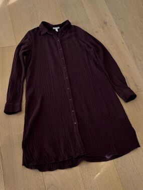 EILEEN FISHER Organic-Cotton Button Down Dress Size XSmall